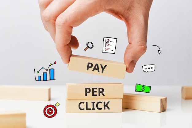 Pay per click ppc modern method of promoting advertising on the internet. Premium Photo